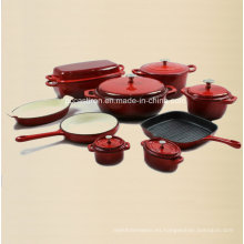 9PCS fabricante de utensilios de cocina de hierro fundido del esmalte de China